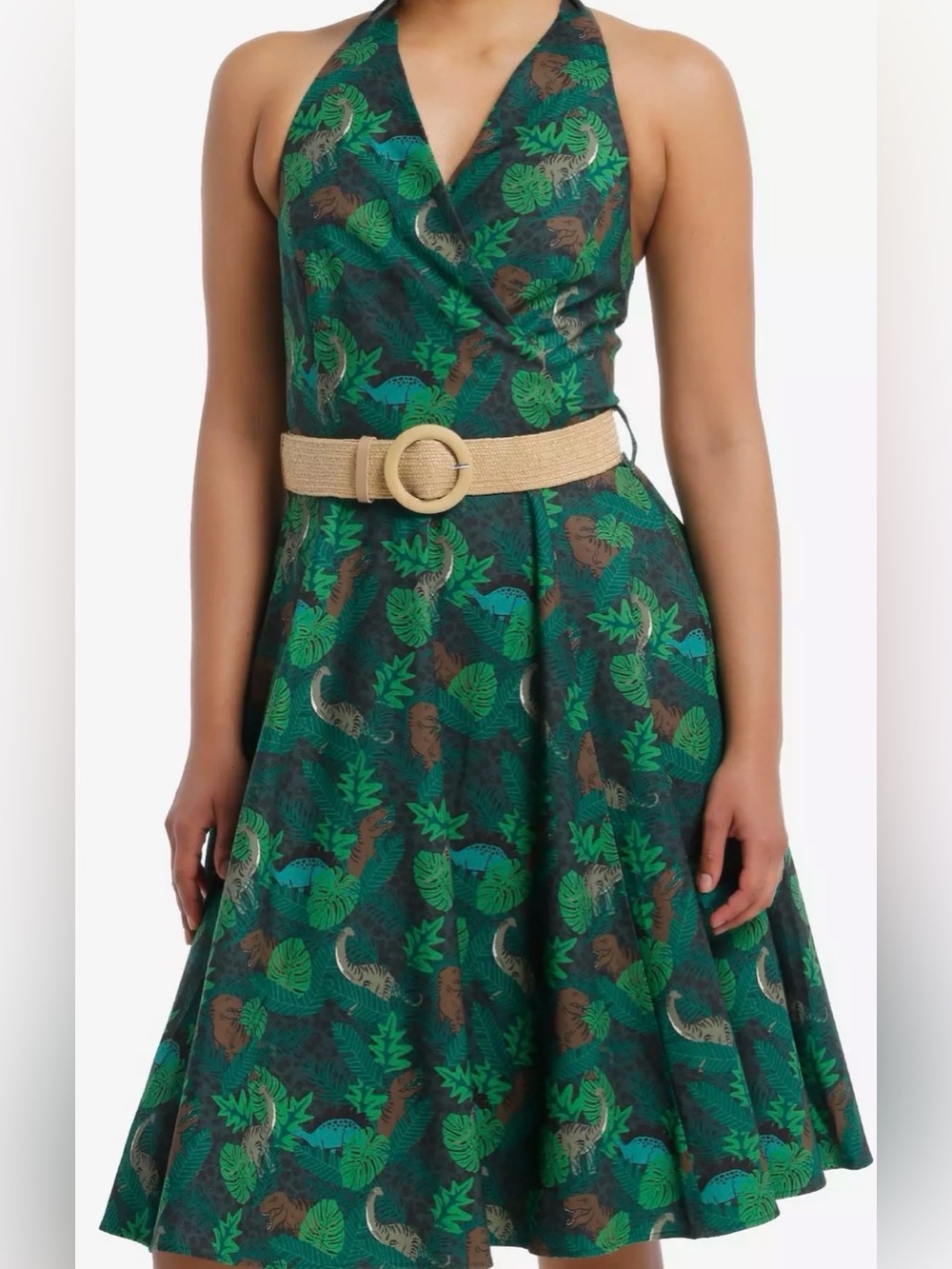 NWT Her Universe Jurassic Park dinosaur foliage halter midi dress size 3X
